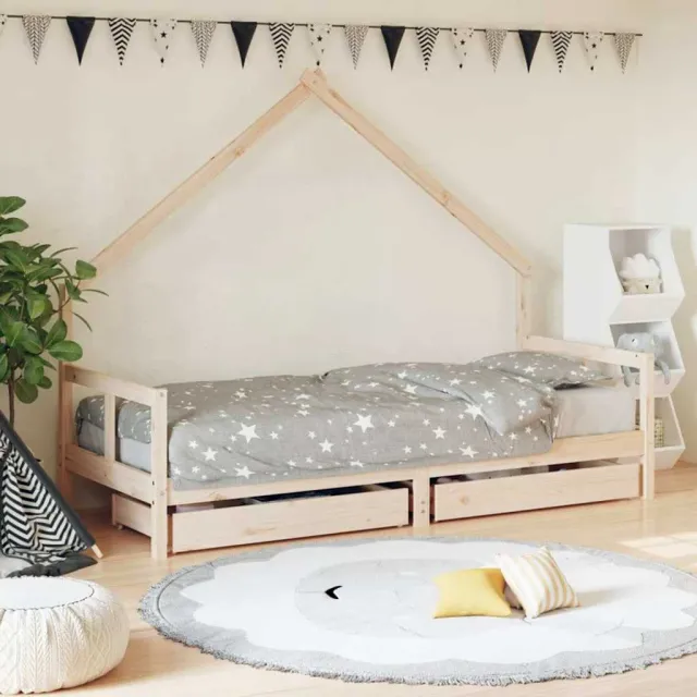 vidaXL Kinderbedframe met lades 80x200 cm massief grenenhout Bruin
