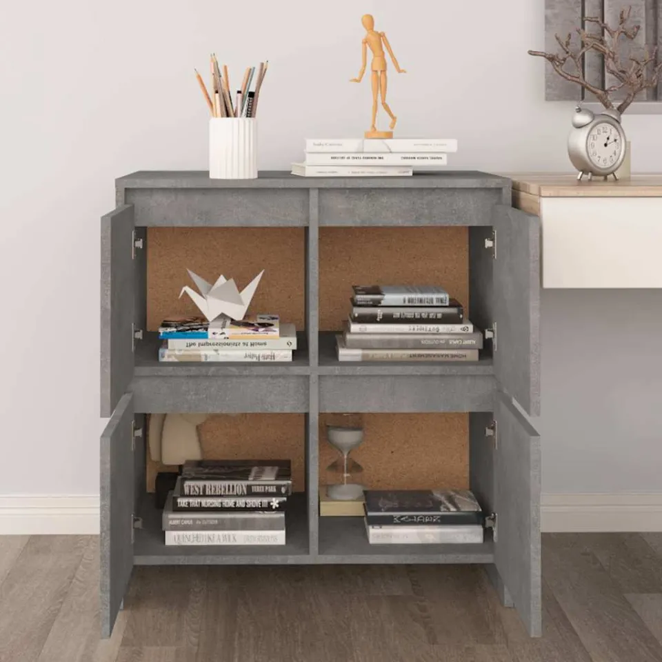 vidaXL Dressoir 70x41x75 cm bewerkt hout betongrijs grijs, foto 4