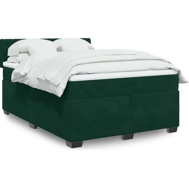vidaXL Boxspring met matras fluweel donkergroen 160x200 cm groen