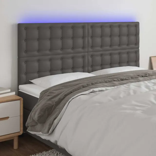 vidaXL Hoofdbord LED 180x5x118/128 cm kunstleer grijs