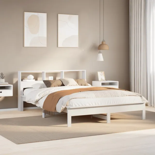 vidaXL Bedframe zonder matras massief grenenhout wit 135x190 cm
