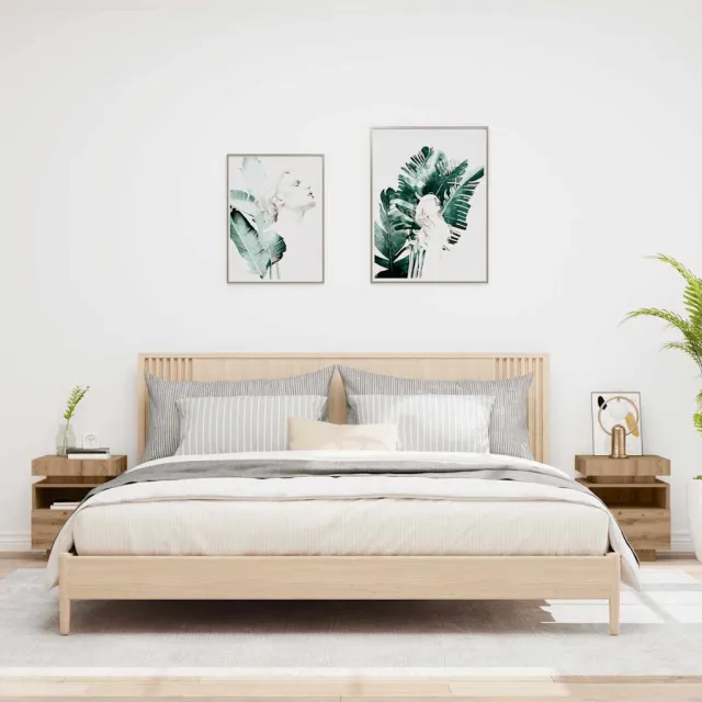 vidaXL Nachtkastjes met LED 2 st 40x39x48,5 cm artisanaal eikenkleur, foto 2