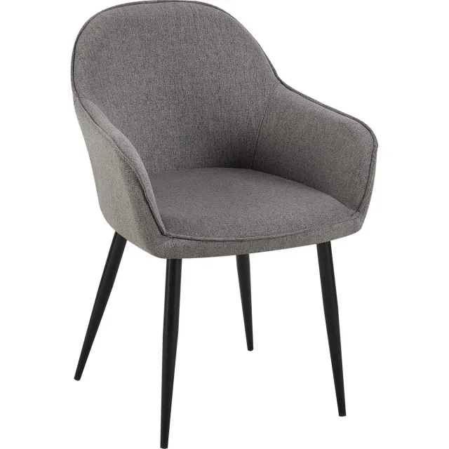 CLP Boise Eetkamerstoel - Met armleuning - Metalen frame - Stof - donkergrijs
