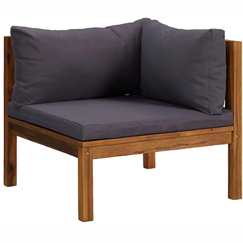 vidaXL 12-delige Loungeset met kussens massief acaciahout Grijs