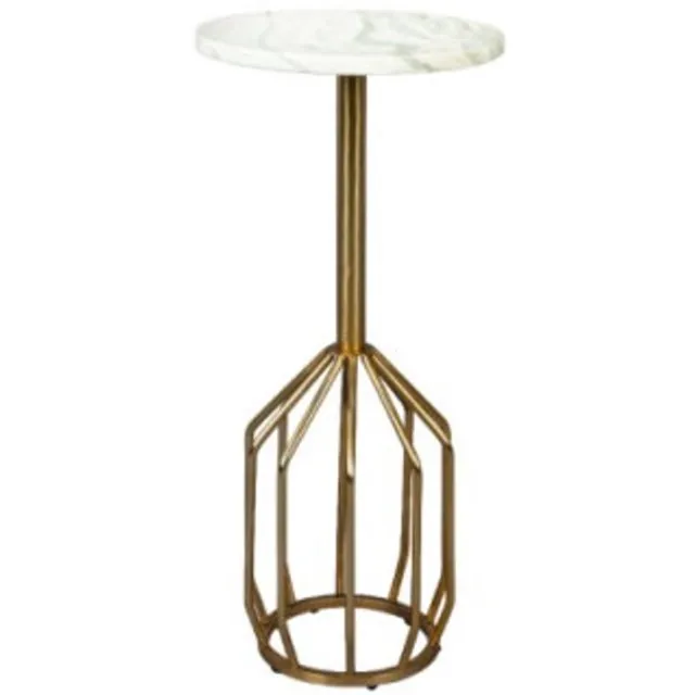 Dutchbone Salerno Bijzettafel Rond 25 cm Marmer Goud
