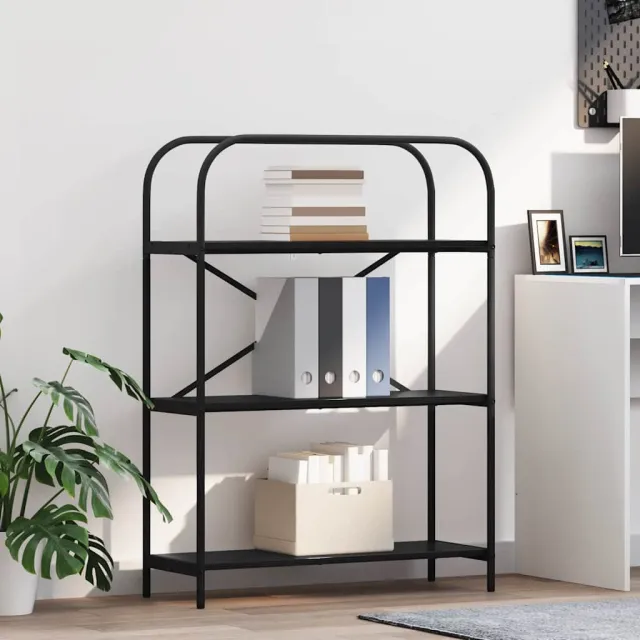 vidaXL Boekenkast 3-laags 80 x 30 x 109 cm Bewerkt hout Zwart Eiken