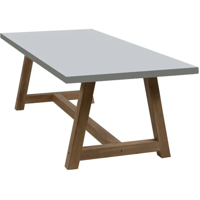 Normin Rechthoekige tuintafel Rock 235 cm | 6 personen | Betonlook/Naturel | Polystone & acaciahout Natural teak, Grey