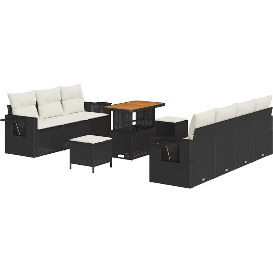 vidaXL Tuin Sofa Set 10 st Zwart poly rattan