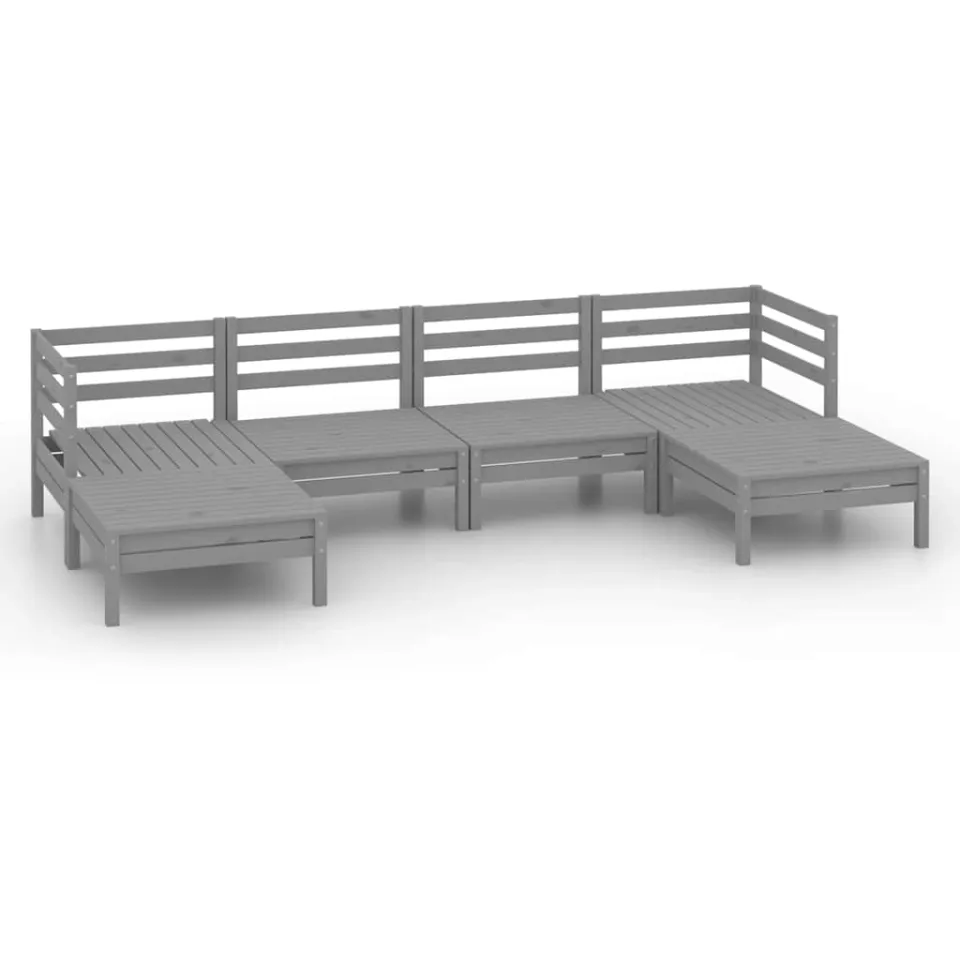 vidaXL 6-delige Loungeset massief grenenhout grijs, foto 3