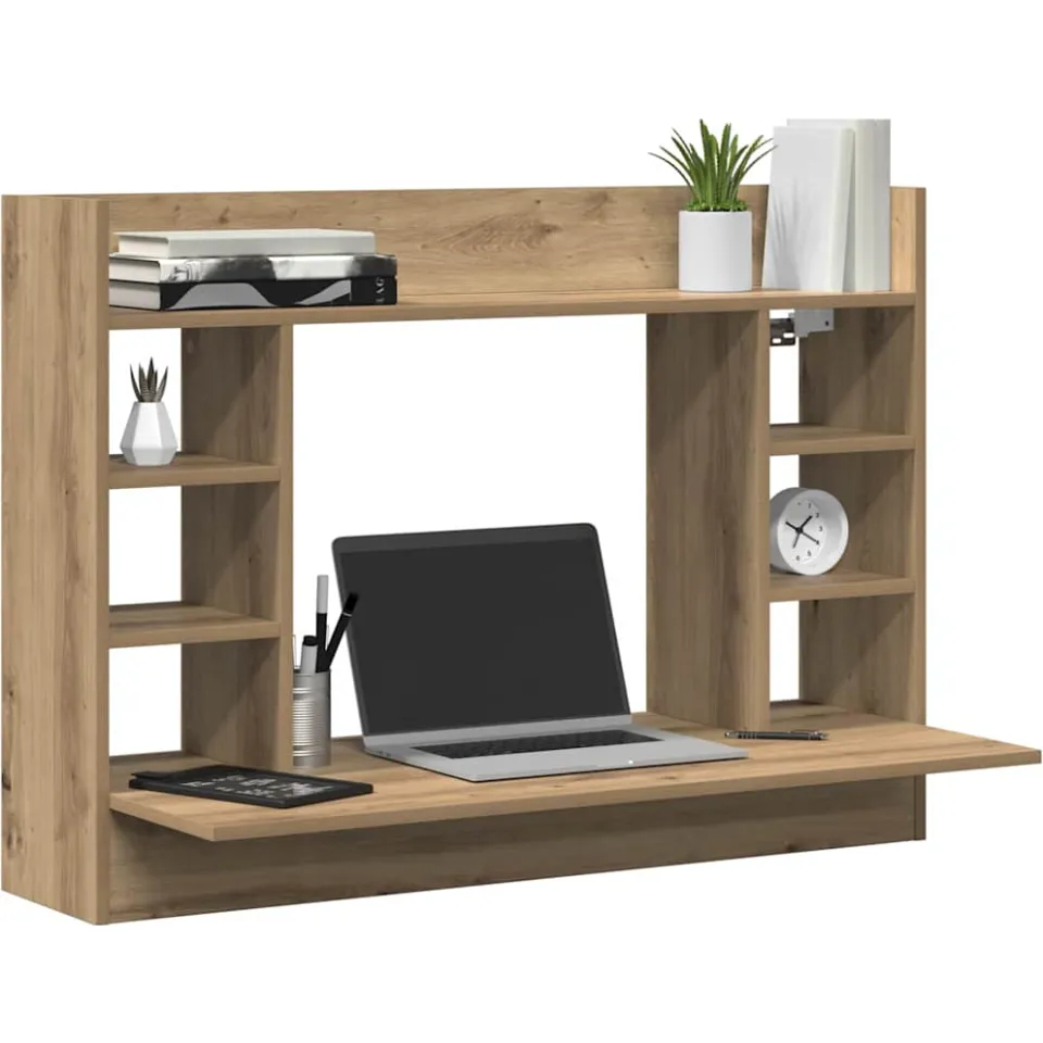 vidaXL Aan de muur bevestigd bureau artisanaal eikenkleurig Bruin