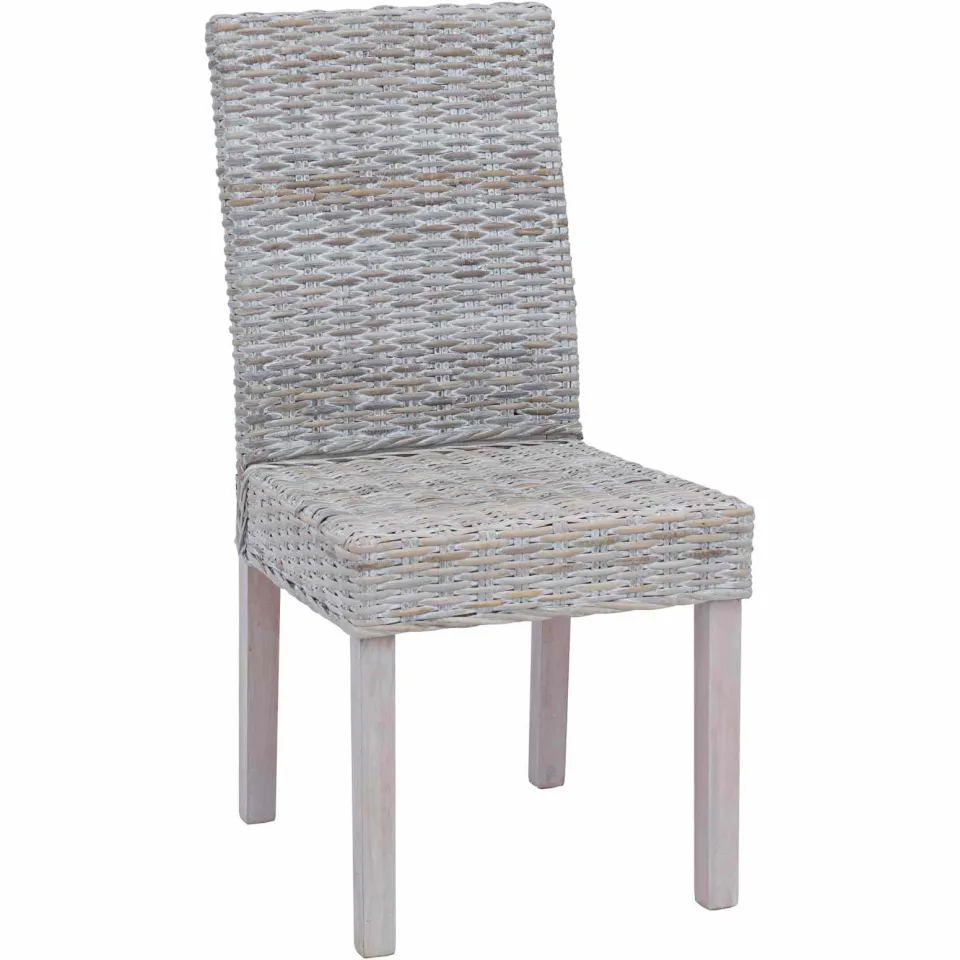 vidaXL Eetkamerstoel GENDT 2 st Kubu Rattan en Massief Mahoniehout wit, foto 4