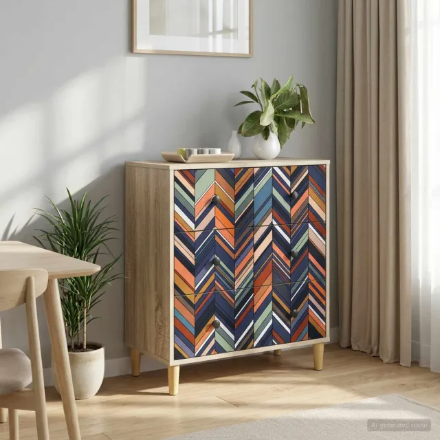 vidaXL Ladekast OMMEN Geometrische print 66 x 36,5 x 75 cm Sonoma Bruin
