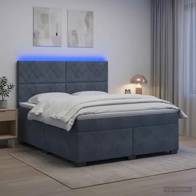 vidaXL Boxspringbed met matras Donkergrijs 180 x 200 cm Fluweel