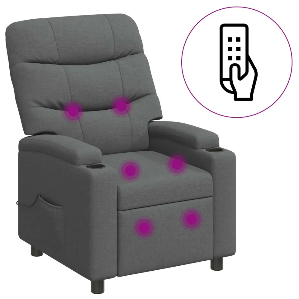 vidaXL Massage-relaxstoel Donkergrijs 75 x 93 x 102 cm Stof, foto 3