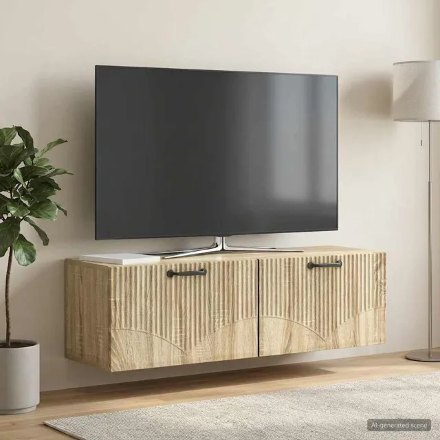 vidaXL Wandbeugel TV-kast Sonoma Eiken 98 x 31 x 30 cm Bewerkt hout Bruin