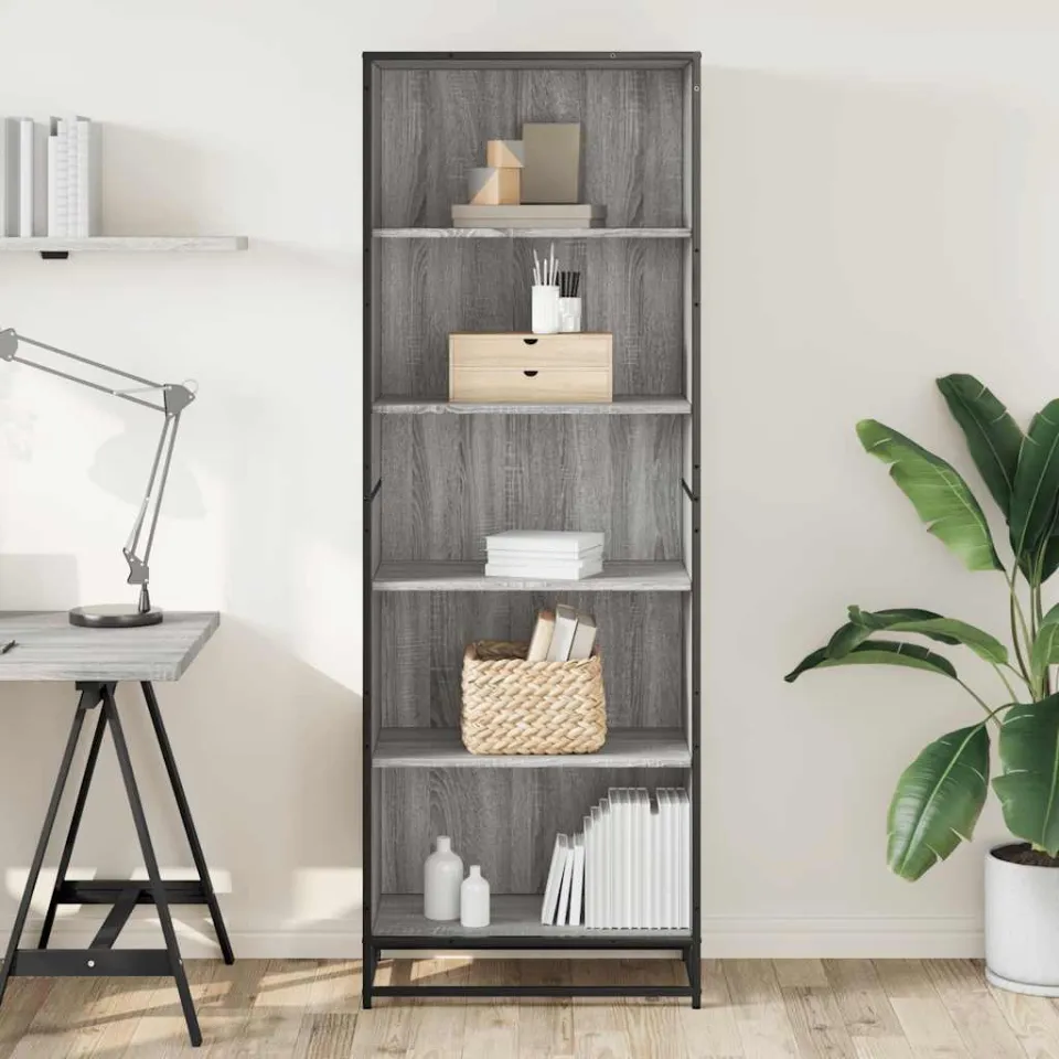 vidaXL Boekenkast 60x35x170,5 cm bewerkt hout grijs sonoma eikenkleur, foto 2