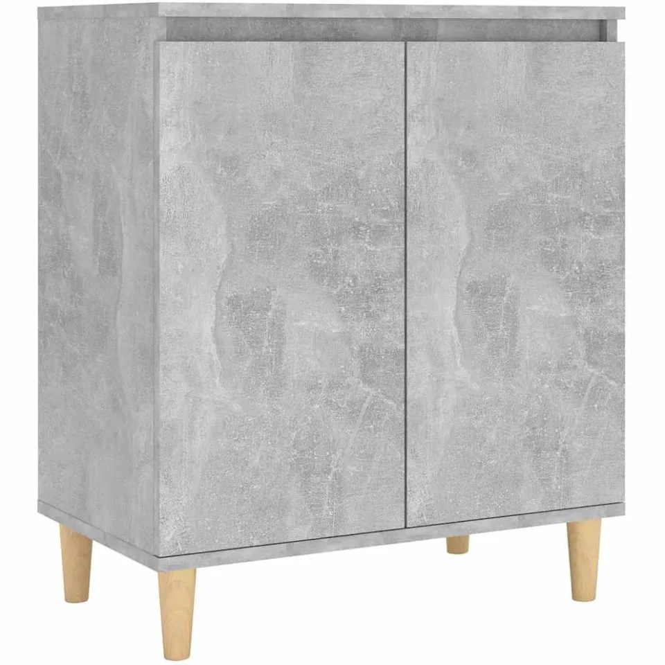 vidaXL Dressoir met houten poten 60x35x70 cm bewerkt hout betongrijs