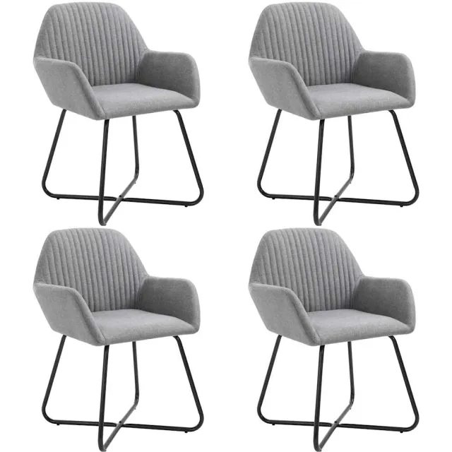 vidaXL Eetkamerstoelen 4 st stof lichtgrijs