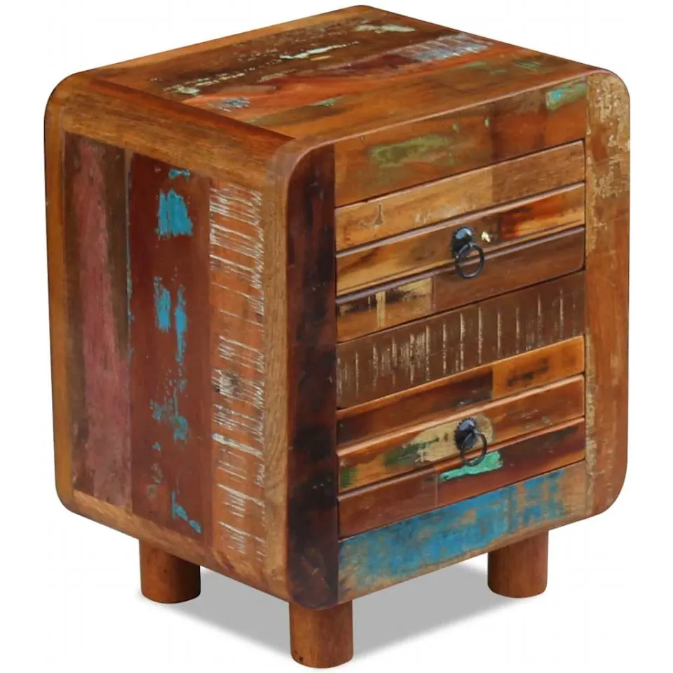 vidaXL Nachtkastje 43x33x51 cm massief gerecycled hout bruin, foto 4