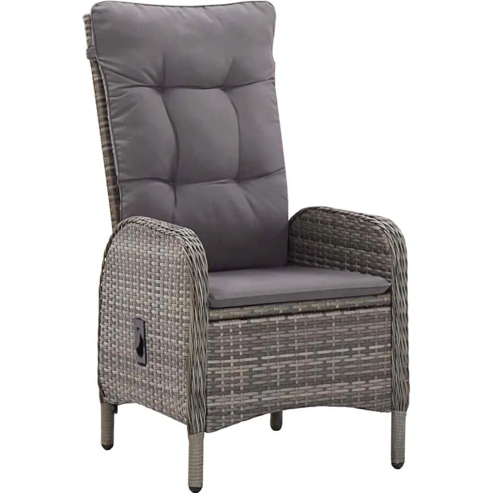 vidaXL 3-delige Bistroset poly rattan grijs