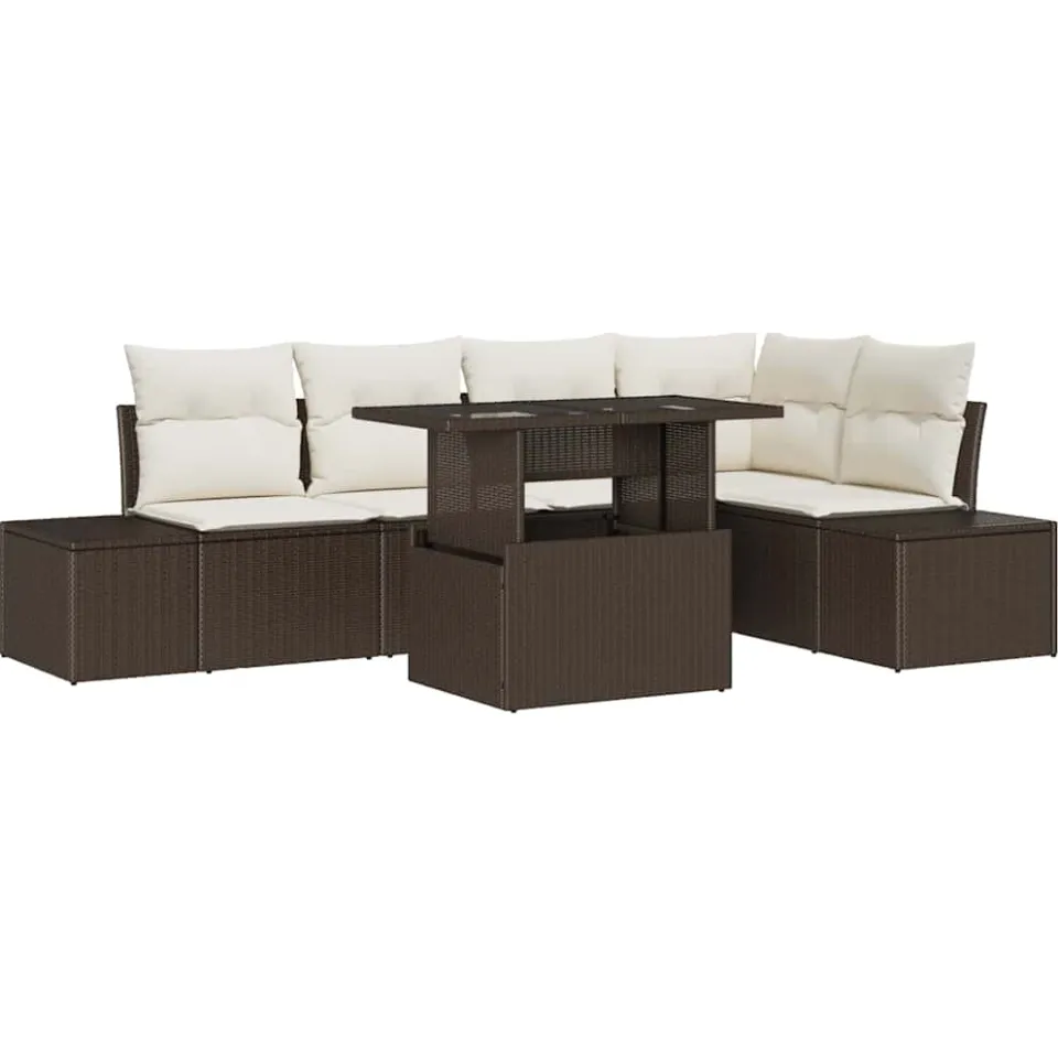 vidaXL Tuin Sofa Set 6 st Bruin poly rattan