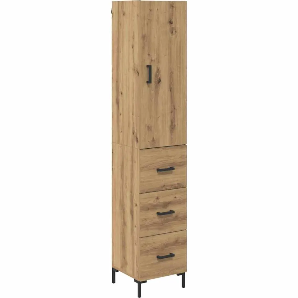 vidaXL Hoge kast Artisan Eiken 34,5 x 34 x 180 cm Bewerkt hout, foto 3