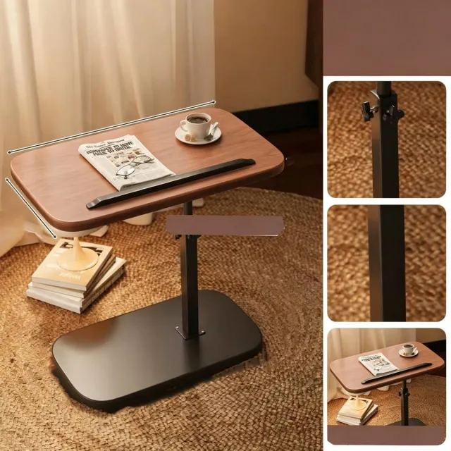 learnlogic C vormig tv dienblad/bijzettafel voor de woonkamer eenvoudige walnootkleur houten C vormige tafel geschikt voor bij de bank in hoogte verstelbaar tv dienblad draaibare bijzettafel kan ook gebruikt worden als eettafel of computerbureau