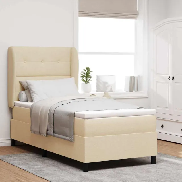 vidaXL Boxspring bed met hoofdeinde Crème 100 x 200 cm Stof