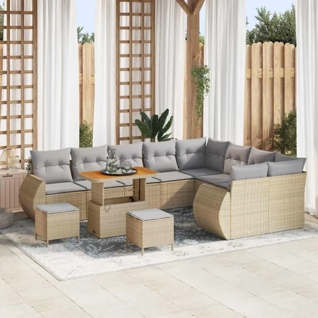 vidaXL Tuinbankenset 12 st Beige poly rattan, foto 2
