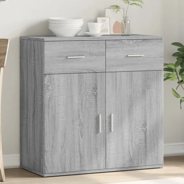 vidaXL Dressoir 79x38x80 cm bewerkt hout grijs sonoma, foto 2