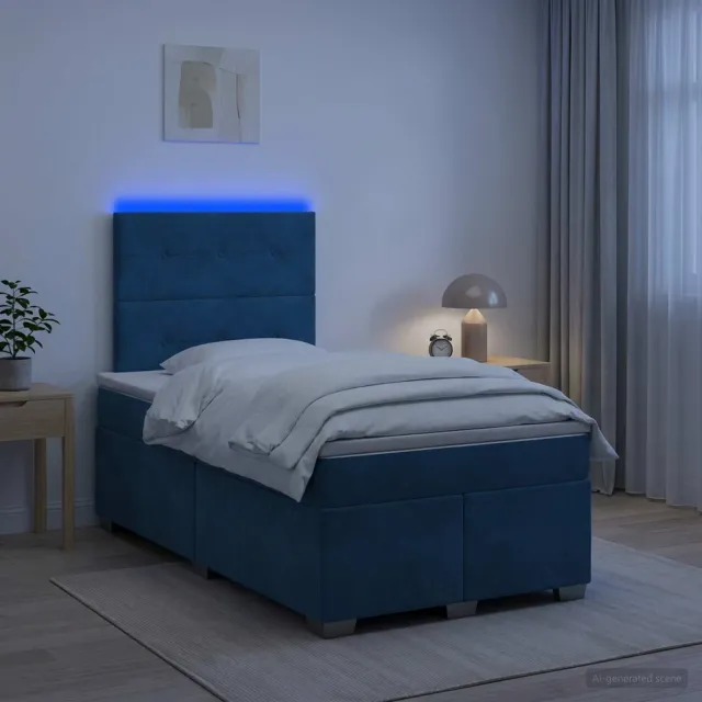 vidaXL Boxspringbed met matras Blauw 120 x 200 cm Fluweel