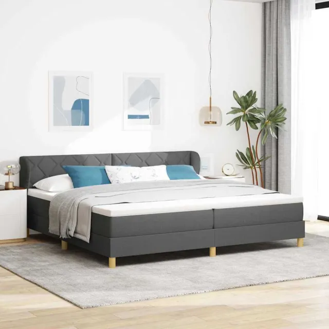 vidaXL Boxspringbed met hoofdeinde Donkergrijs 200 x 200 cm Stof
