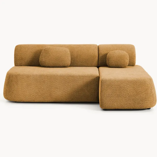 Westwing Collection Hoekbank Pao (2-zits) van teddy-bouclé Geel