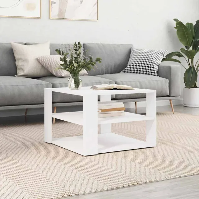 vidaXL Salontafel 58x58x40 cm bewerkt hout wit, foto 2