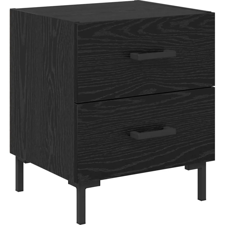 vidaXL Nachtkastje Zwart Eiken 40 x 35 x 47,5 cm Bewerkt hout, foto 3