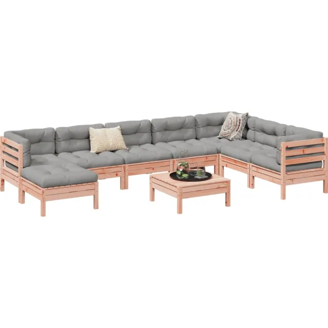 vidaXL 9-delige Loungeset met kussens massief douglas vurenhout Bruin