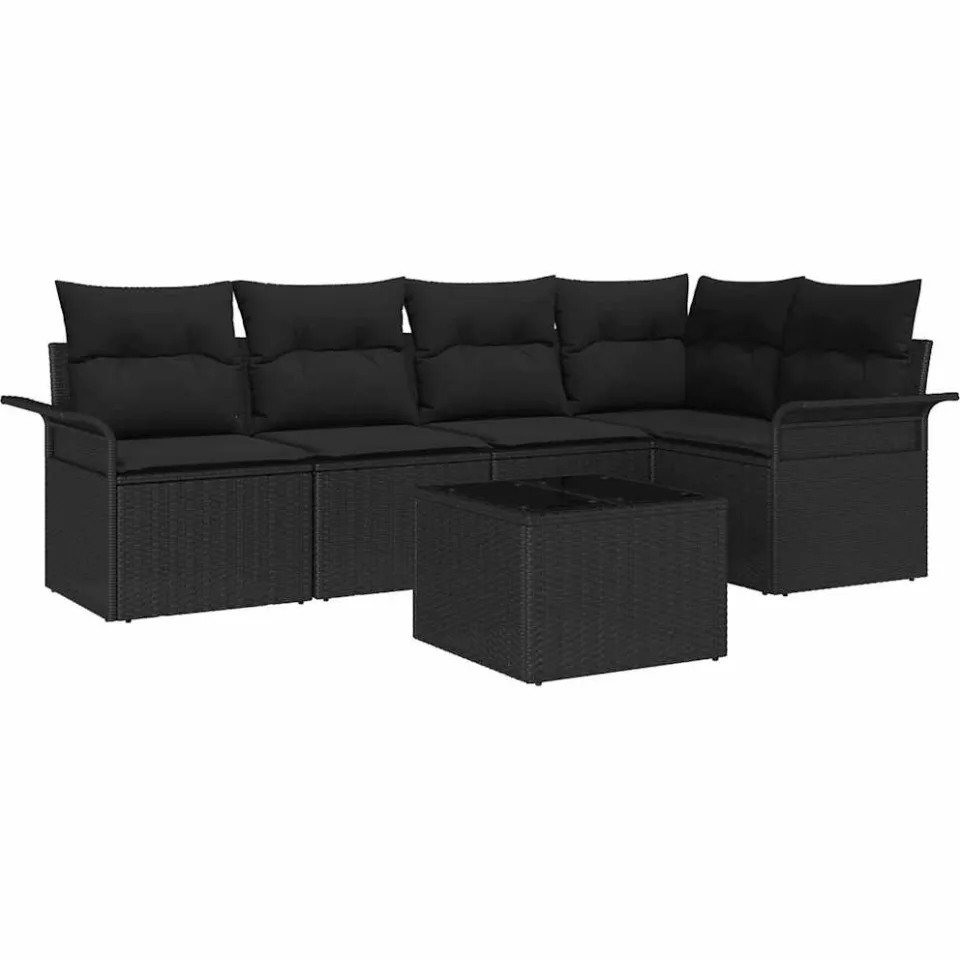 vidaXL Tuin Sofa Set 6 st Zwart poly rattan, foto 4