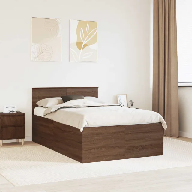 vidaXL Bedframe met hoofdeinde Bruin Eiken 120 x 190 cm Bewerkt hout