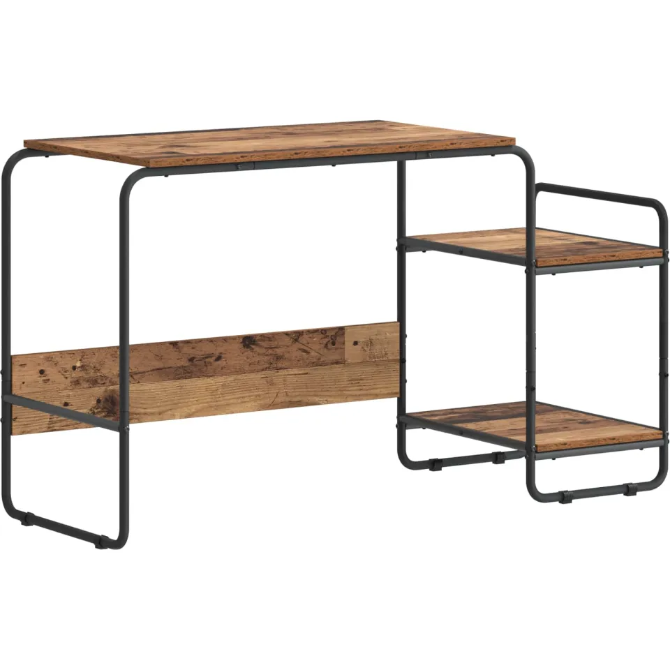 vidaXL Bureau met opbergruimte Oud hout 131.5 x 50 x 75.5 cm bruin, foto 3