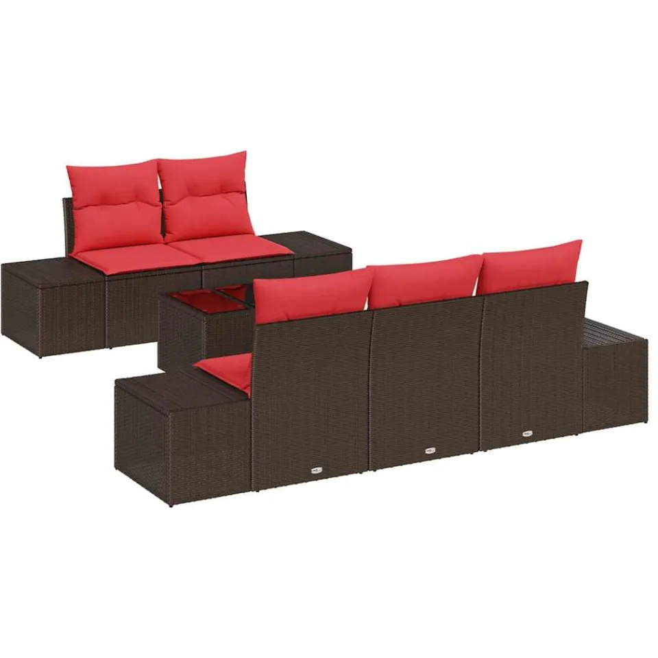 vidaXL Tuin Sofa Set 6 st Bruin poly rattan, foto 4