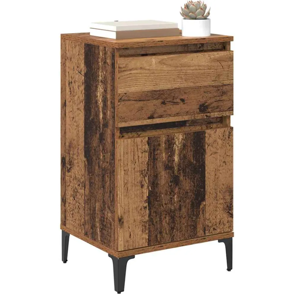 vidaXL Nachtkastje Oudhout 40 x 35 x 70 cm Bewerkt hout Bruin