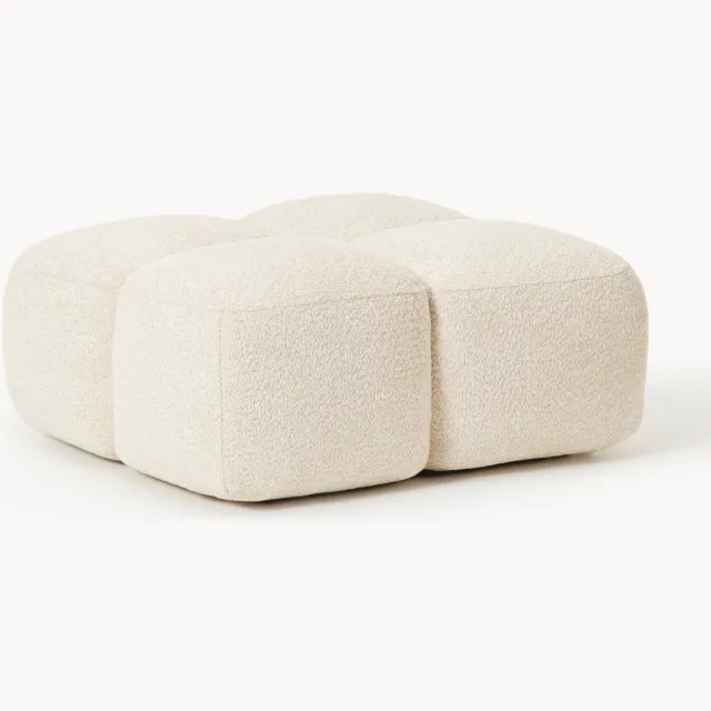 Westwing Collection Teddy bouclé poef Tayla Wit