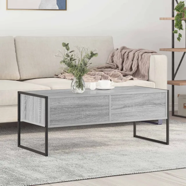 vidaXL Salontafel Grijs Sonoma 100 x 46 x 40 cm Bewerkt hout, foto 2