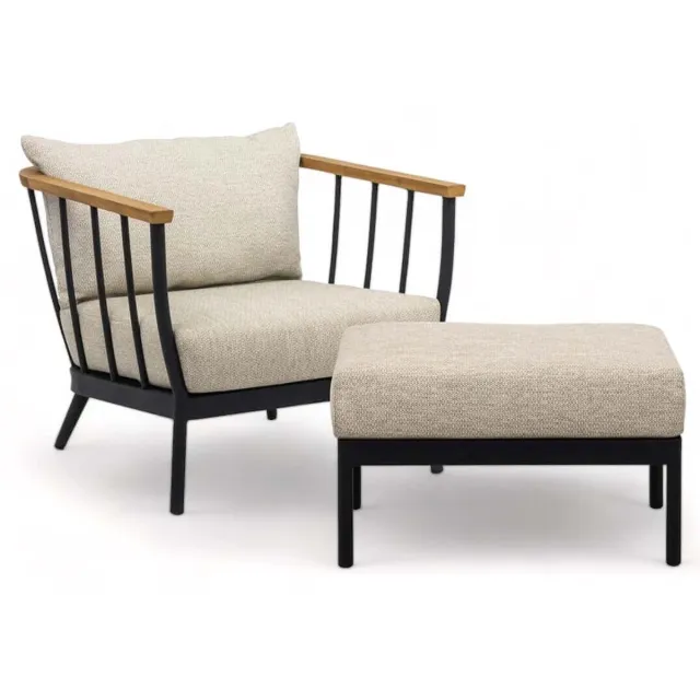 Apple Bee Condor Lounge Tuinstoel + Hocker Zwart