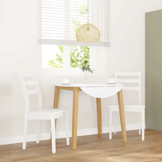 vidaXL Eetkamerstoelen 2 st massief hout rubber wit, foto 2