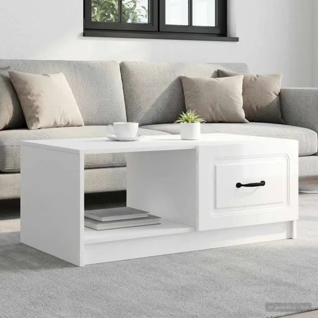 vidaXL Salontafel Hoogglans Wit 90 x 50 x 37 cm Bewerkt hout, foto 2