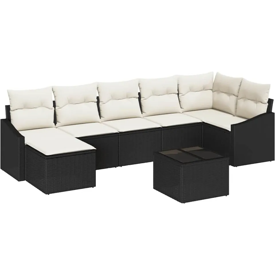 vidaXL Tuin Sofa Set 8 st Bruin en Crème poly rattan