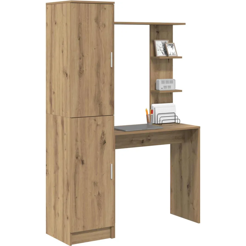 vidaXL Bureau met plank met opslag met de deur 2 st Artisan Eiken Bruin