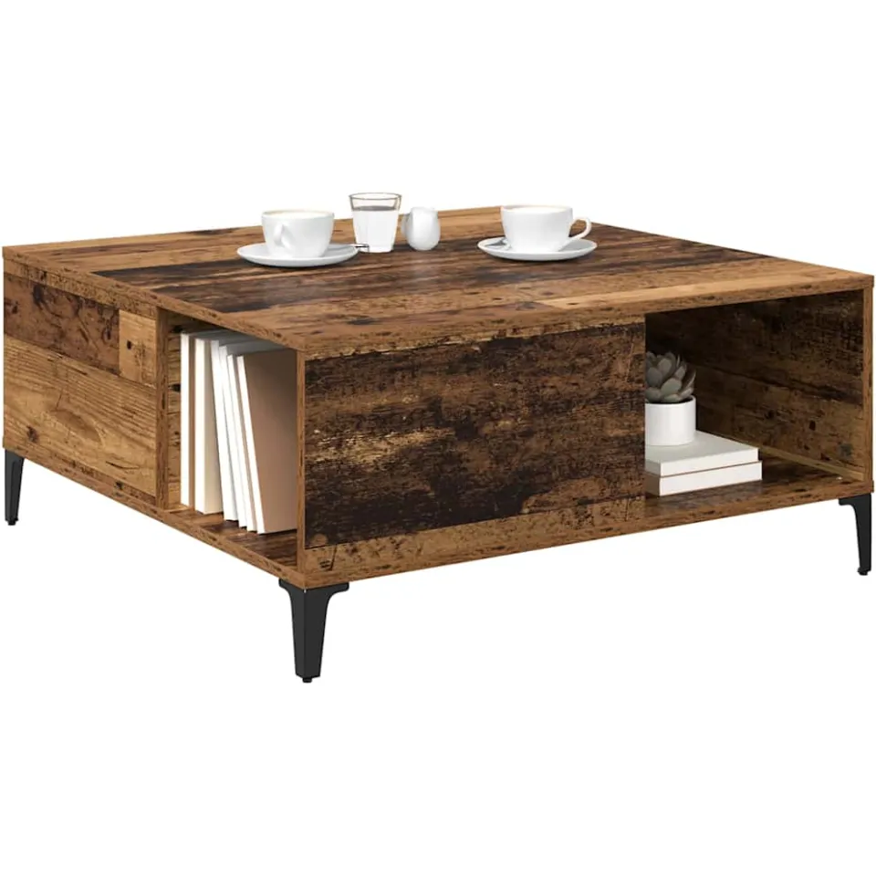 vidaXL Salontafel Oud Hout 80 x 80 x 36,5 cm Bewerkt hout Bruin