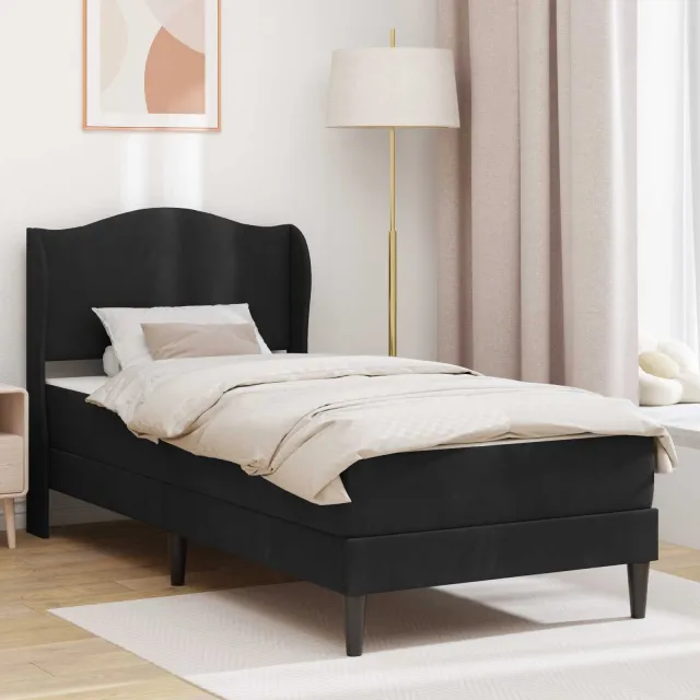 vidaXL Bedframe met matras Zwart 100 x 200 cm fluweel